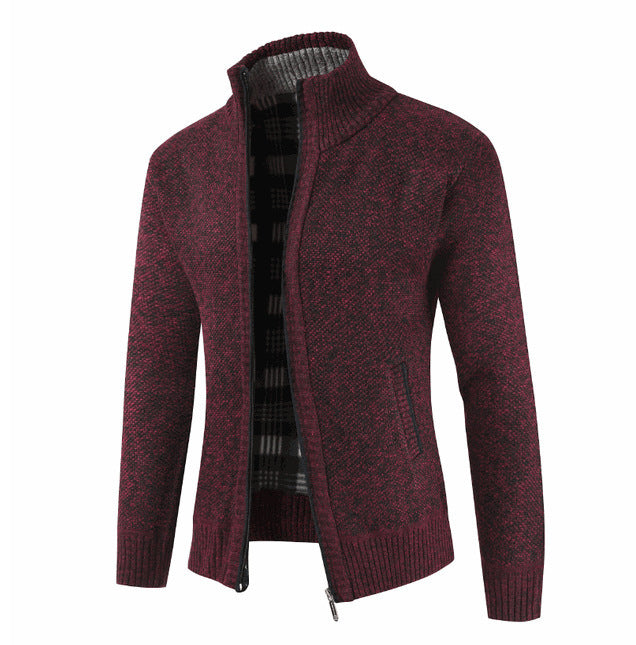 Herrkardigan med hög krage och sidfickor Skorter