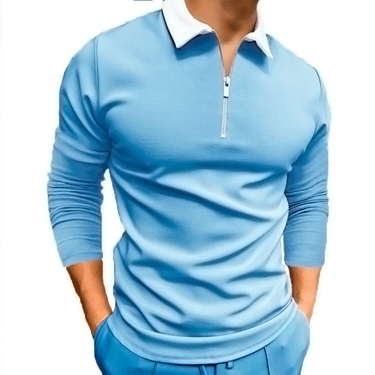 Men's sporty sweater with 1/4 zipper and contrasting collar Skorter