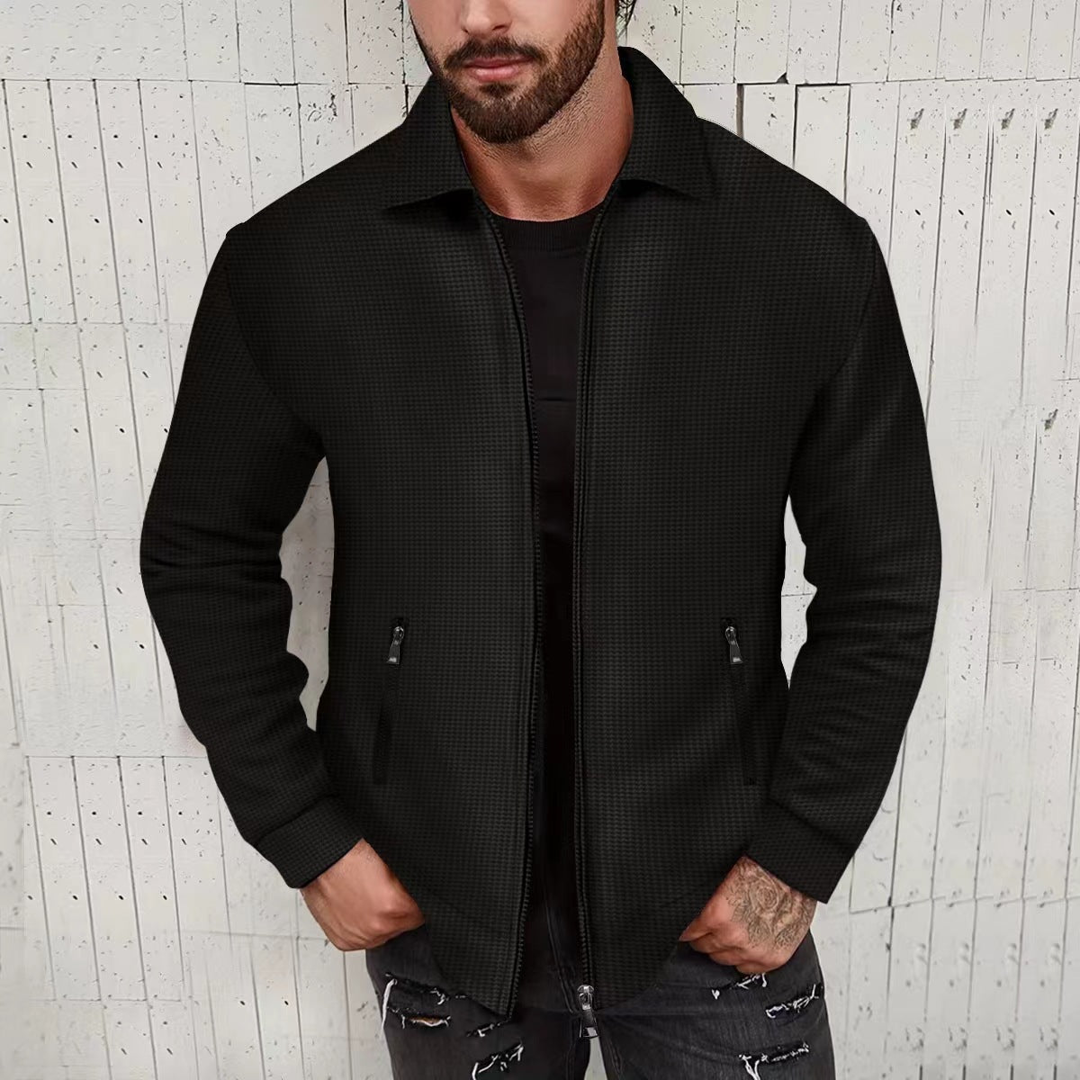 Men's stylish cardigan with textured design and side pockets Skorter