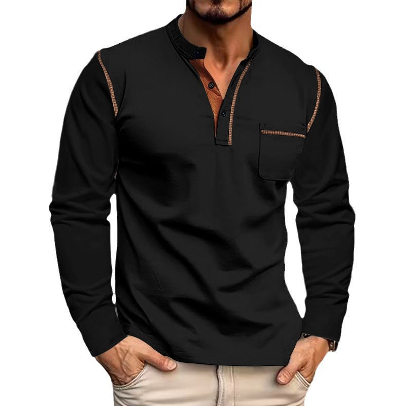 Men's long-sleeve shirt with structured collar and stylish pocket design Skorter