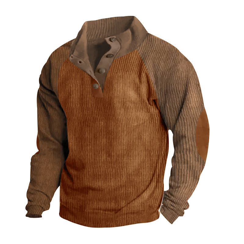Men's structured pullover shirt with button placket and leather details Skorter