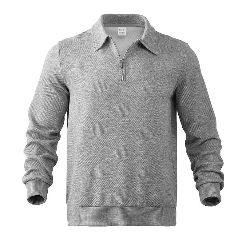 Men's Sporty Sweater with Zipper and Textured Design Skorter