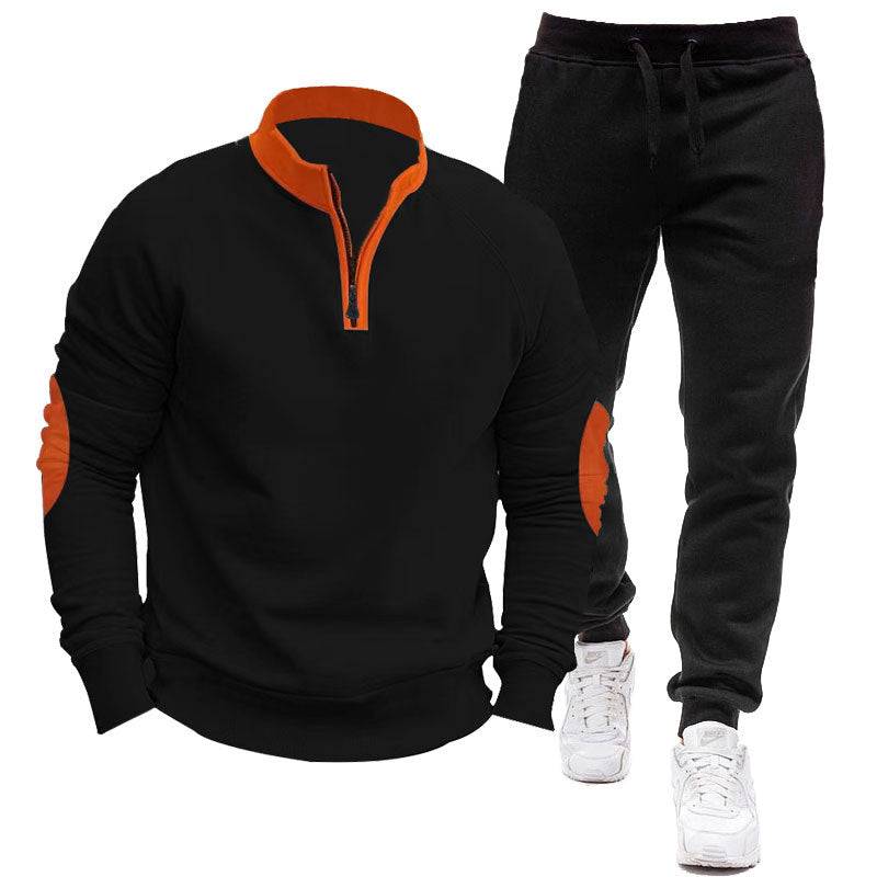 Men's sporty hoodie and jogging suit set with contrasting sleeve accents Skorter