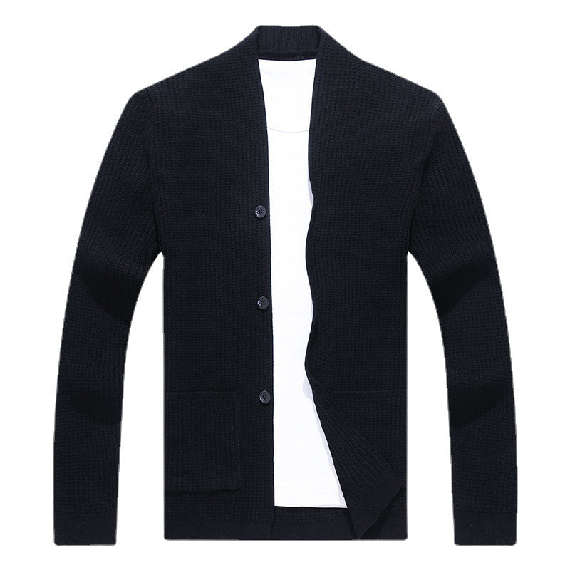 Men's Cardigan with Open Cut and Practical Pockets Skorter