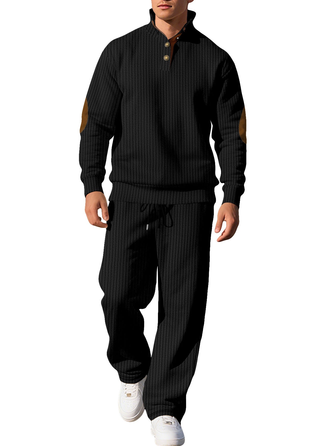 Men's sporty sweatshirt with innovative button placket design and fashionable accents Skorter