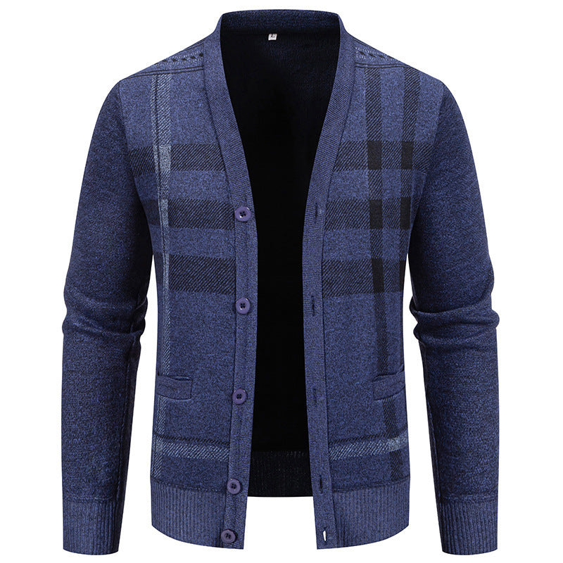 Men's cardigan with stylish check pattern by Skorter