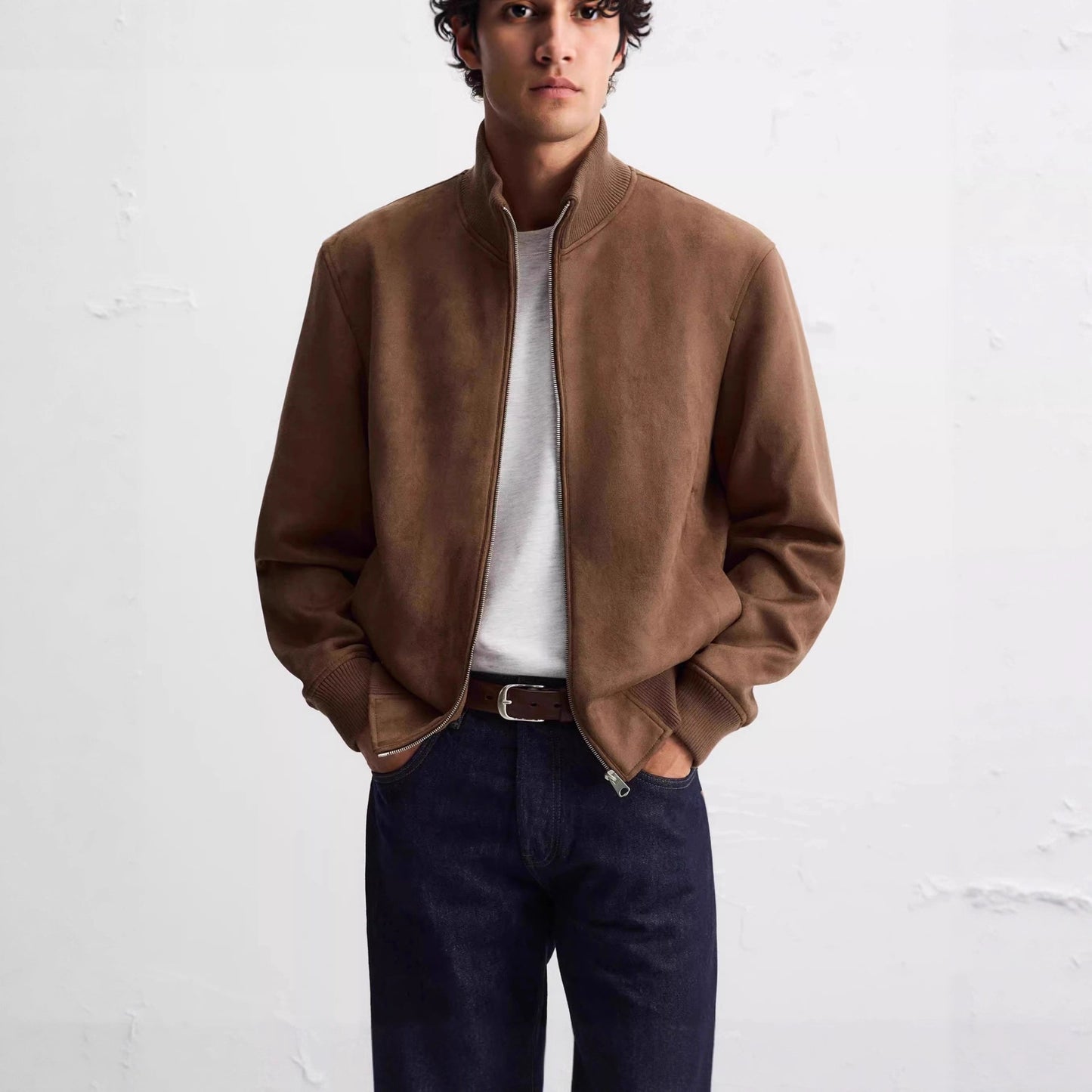 Men's transitional jacket in modern suede look Skorter