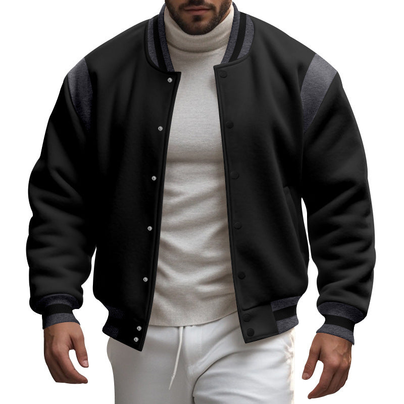 Men's Sporty College Jacket with Modern Design and Contrast Sleeves Skorter