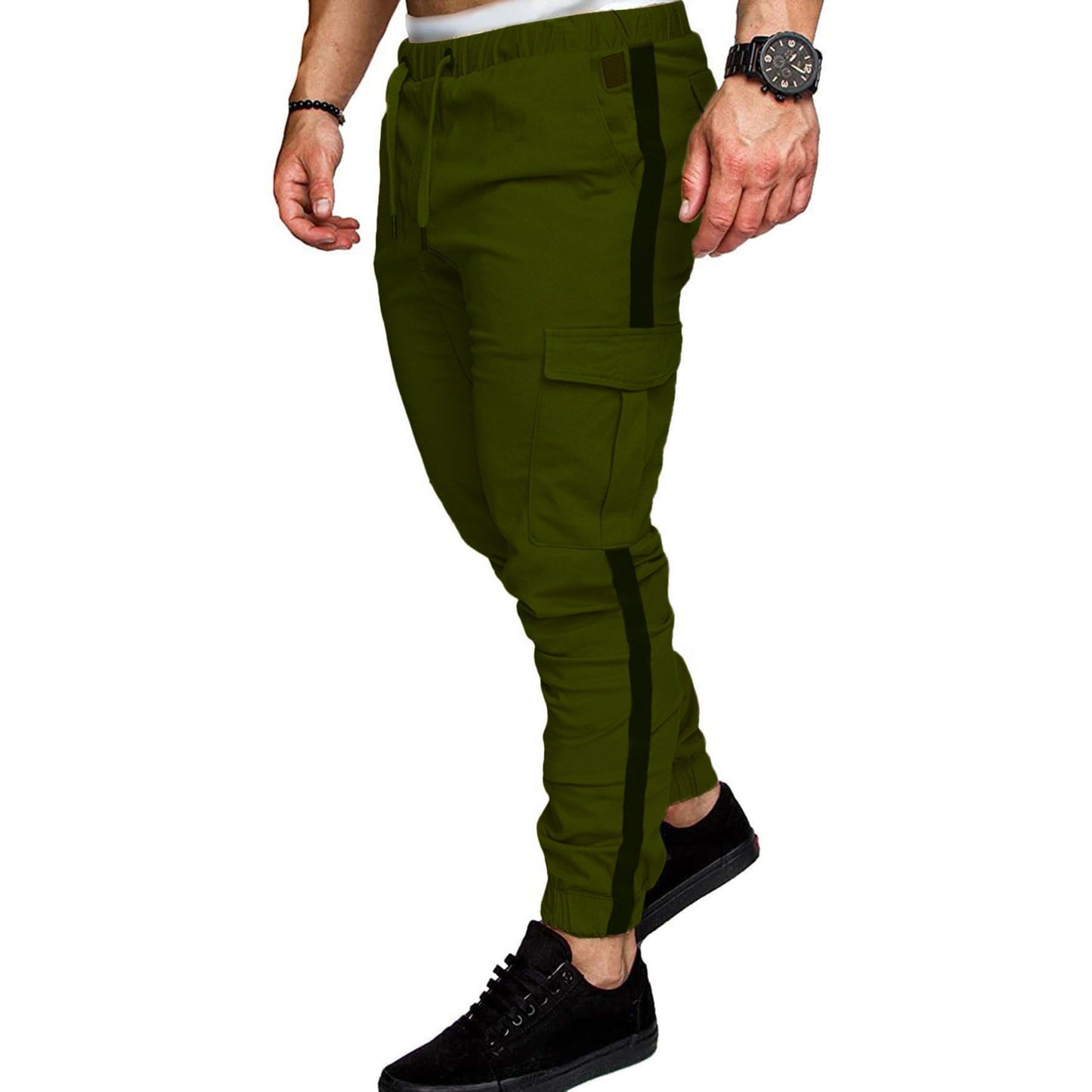 Men's Cargo Jogging Pants with Elastic Waistband and Practical Pockets Skorter
