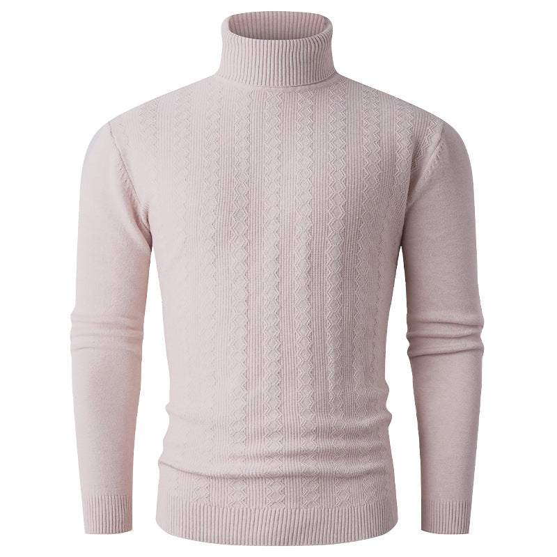 Men's turtleneck sweater with textured pattern and high collar Skorter