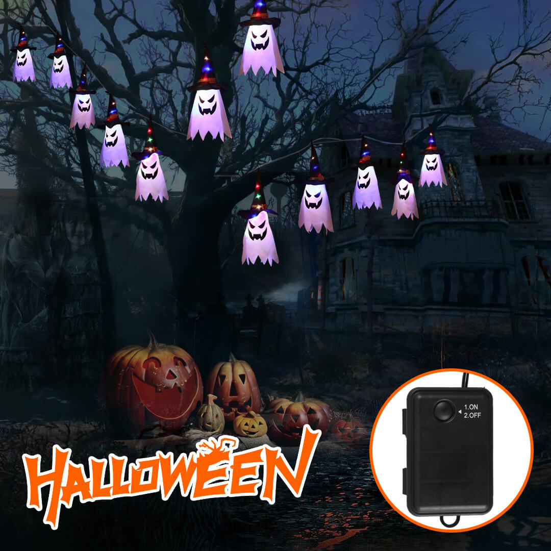 Skorter | Halloween Ghost Wizard Hat Color Light Fabric 1/5 Light Battery USB LED String Lights