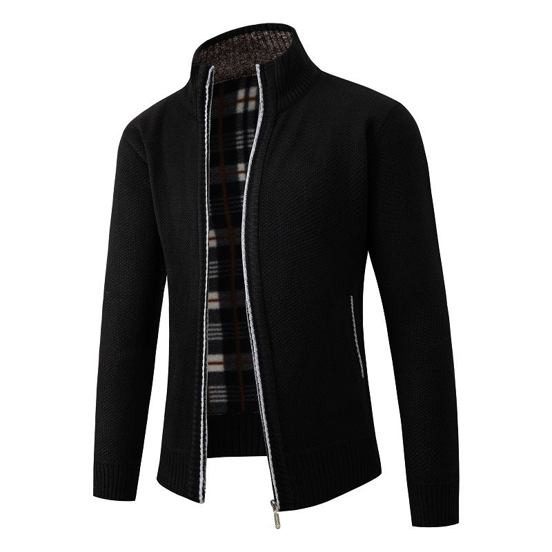 Herrkardigan med texturerad design och hög krage Skorter