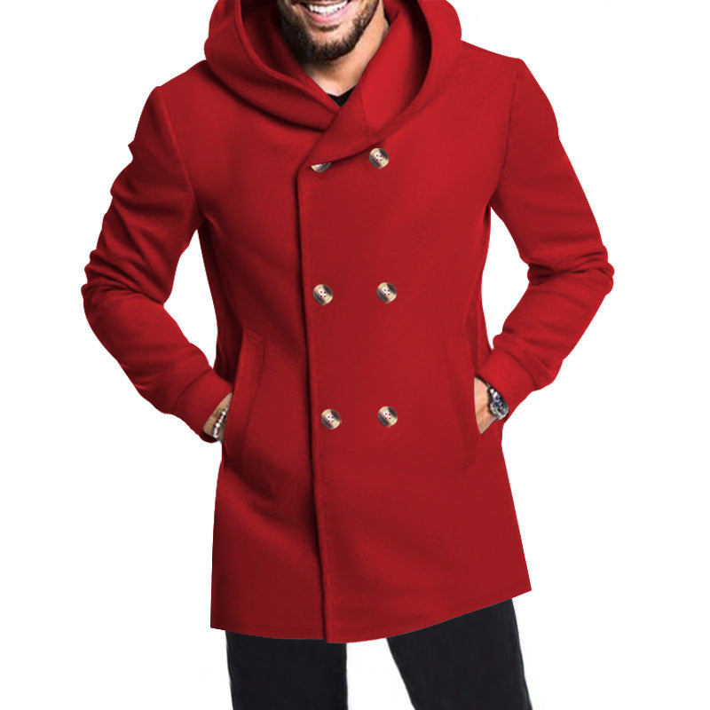 Men's Stylish Double-Breasted Jacket with Hood Skorter