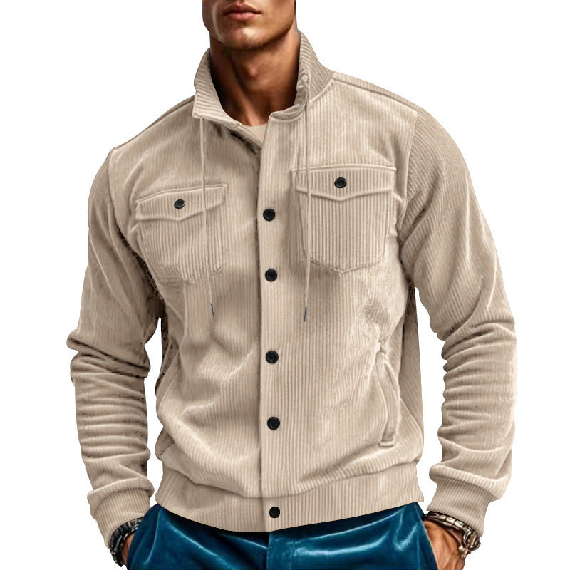 Men's stylish cord jacket with adjustable collar and practical chest pockets Skorter