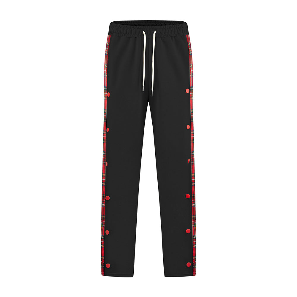 Men's Sporty Jogging Pants with Snap Button Design and Elastic Waistband Skorter