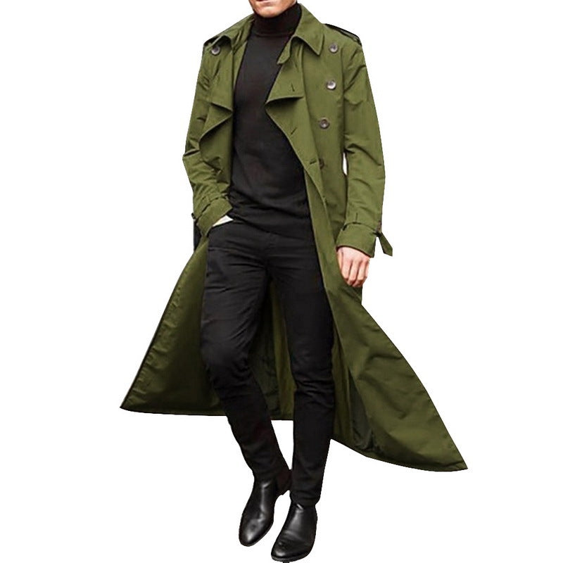 Men's elegant trench coat with deep lapels and concealed buttons Skorter