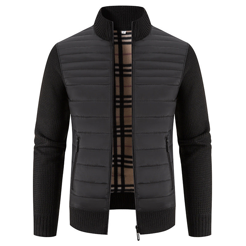 Men's quilted jacket with modern knit sleeves and high collar Skorter