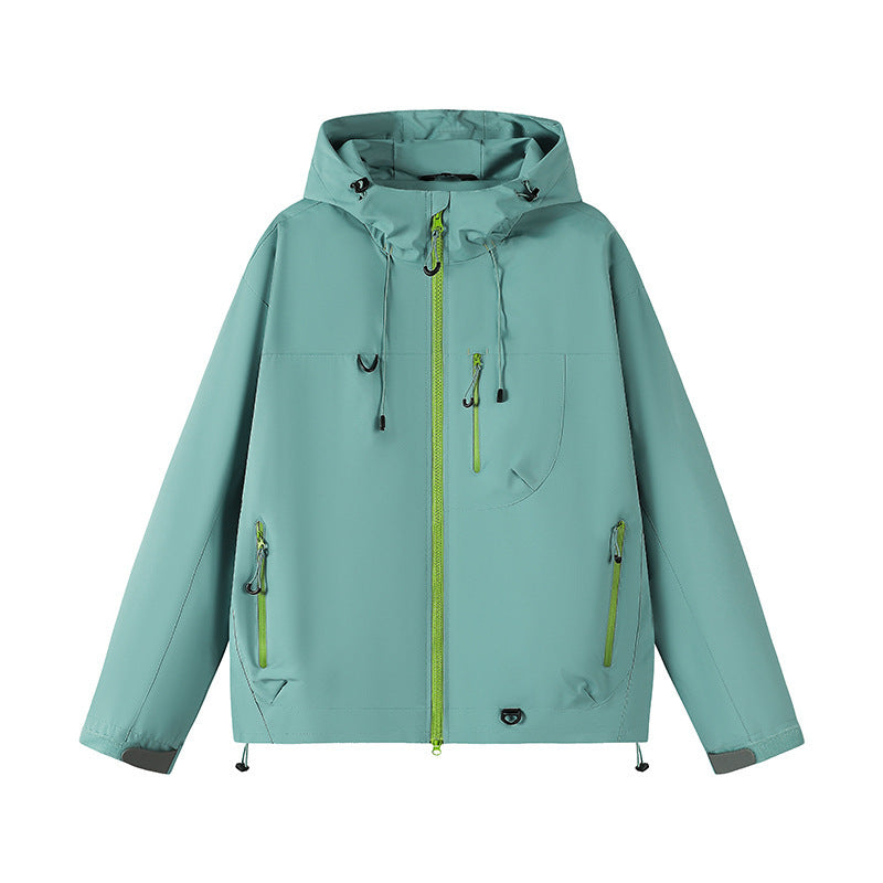 Men's technical outdoor jacket with adjustable hood design and multiple zip pockets Skorter