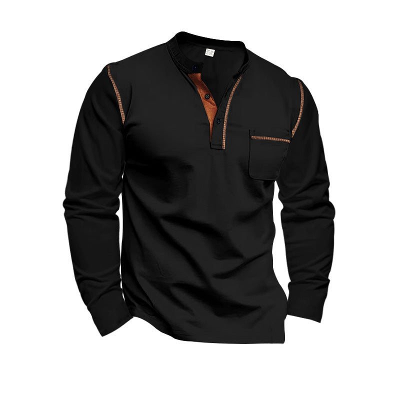 Men's long-sleeved shirt with fashionable collar and practical breast pocket Skorter