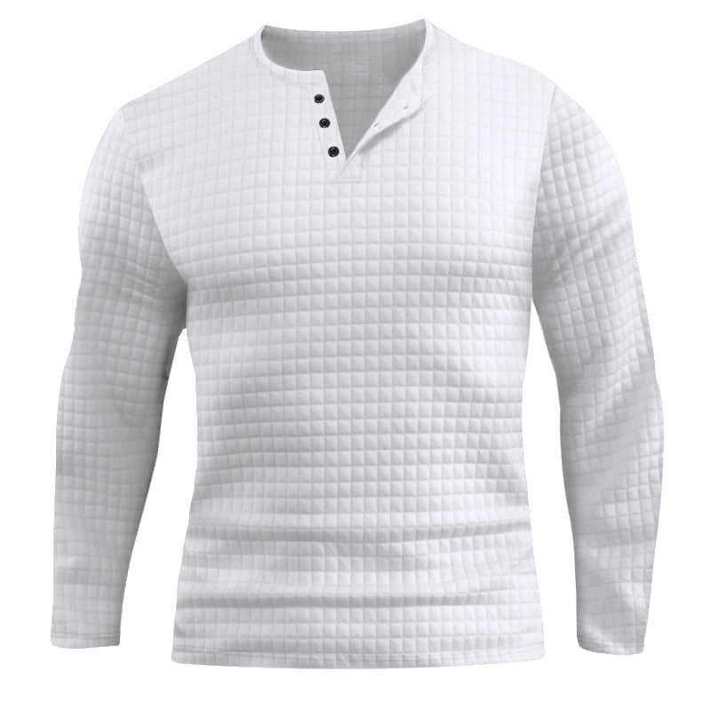 Men's Long Sleeve Shirt with Textured Design and Fashionable Button Closure Skorter
