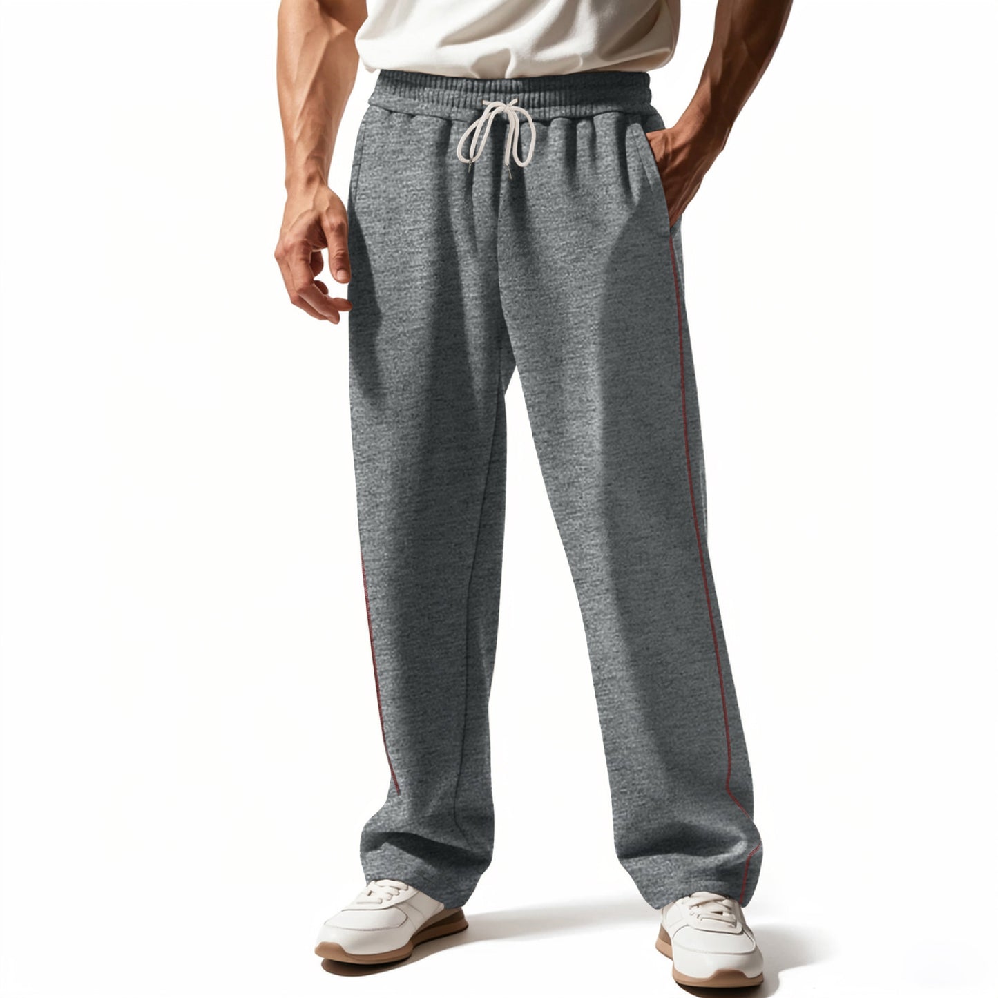 Men's sporty leisure pants with side contrast seams and drawstring Skorter