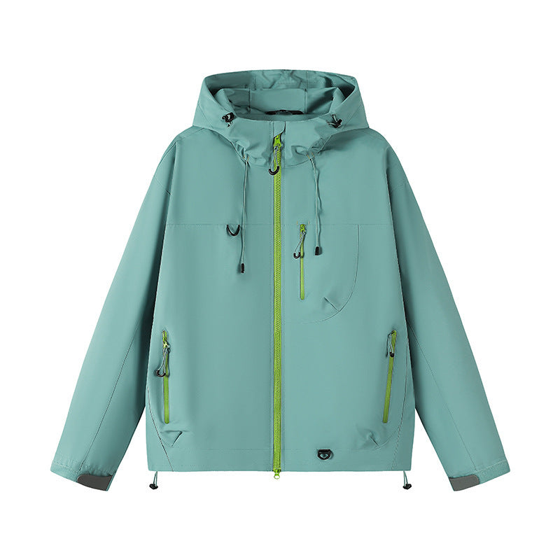 Men's technical outdoor jacket with adjustable hood design and multiple zip pockets Skorter