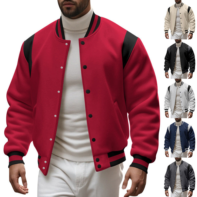 Men's Sporty College Jacket with Modern Design and Contrast Sleeves Skorter