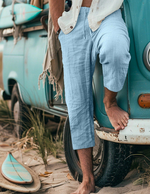 Men's Chino Pants with Casual Cut and Elastic Waistband Skorter