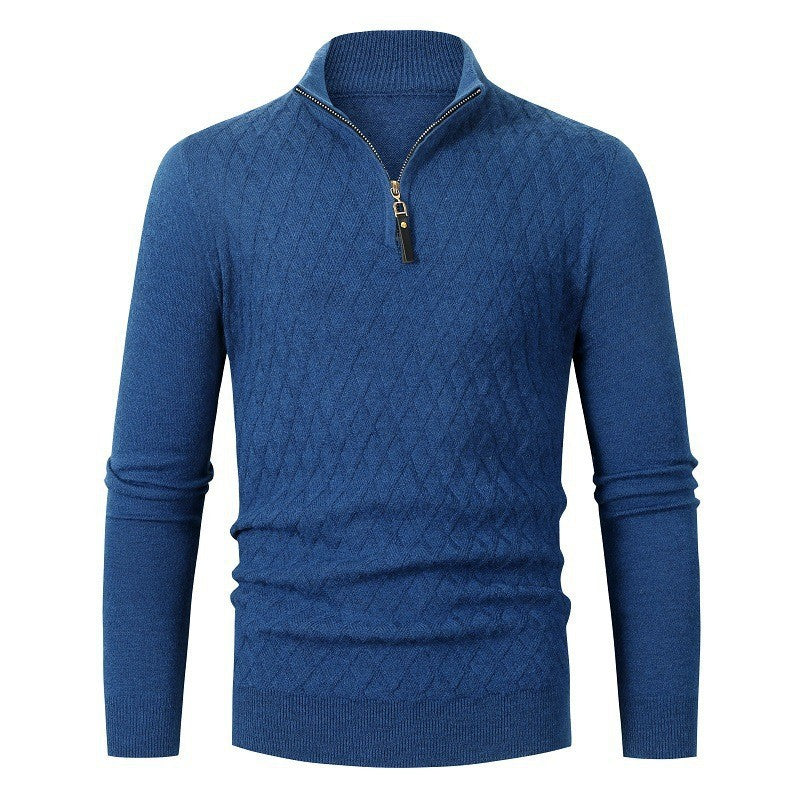Men's sweater with modern diamond pattern and zipper Skorter