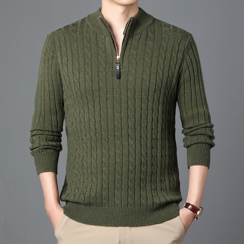 Men's High-Quality Knit Sweater with Modern Zipper and Detailed Texture Skorter