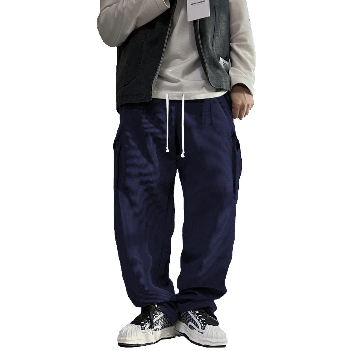 Men's Stylish Cargo Pants with Side Pockets and Elastic Waistband Skorter