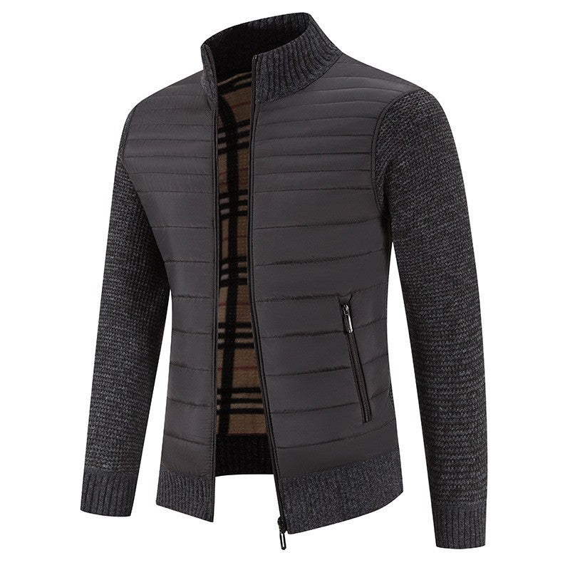 Men's quilted jacket with modern knit sleeves and high collar Skorter