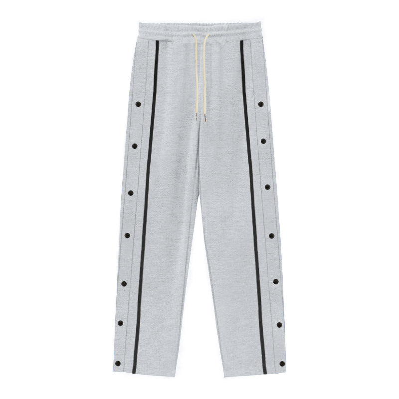 Men's Sporty Training Pants with Side Snap Button Details Skorter