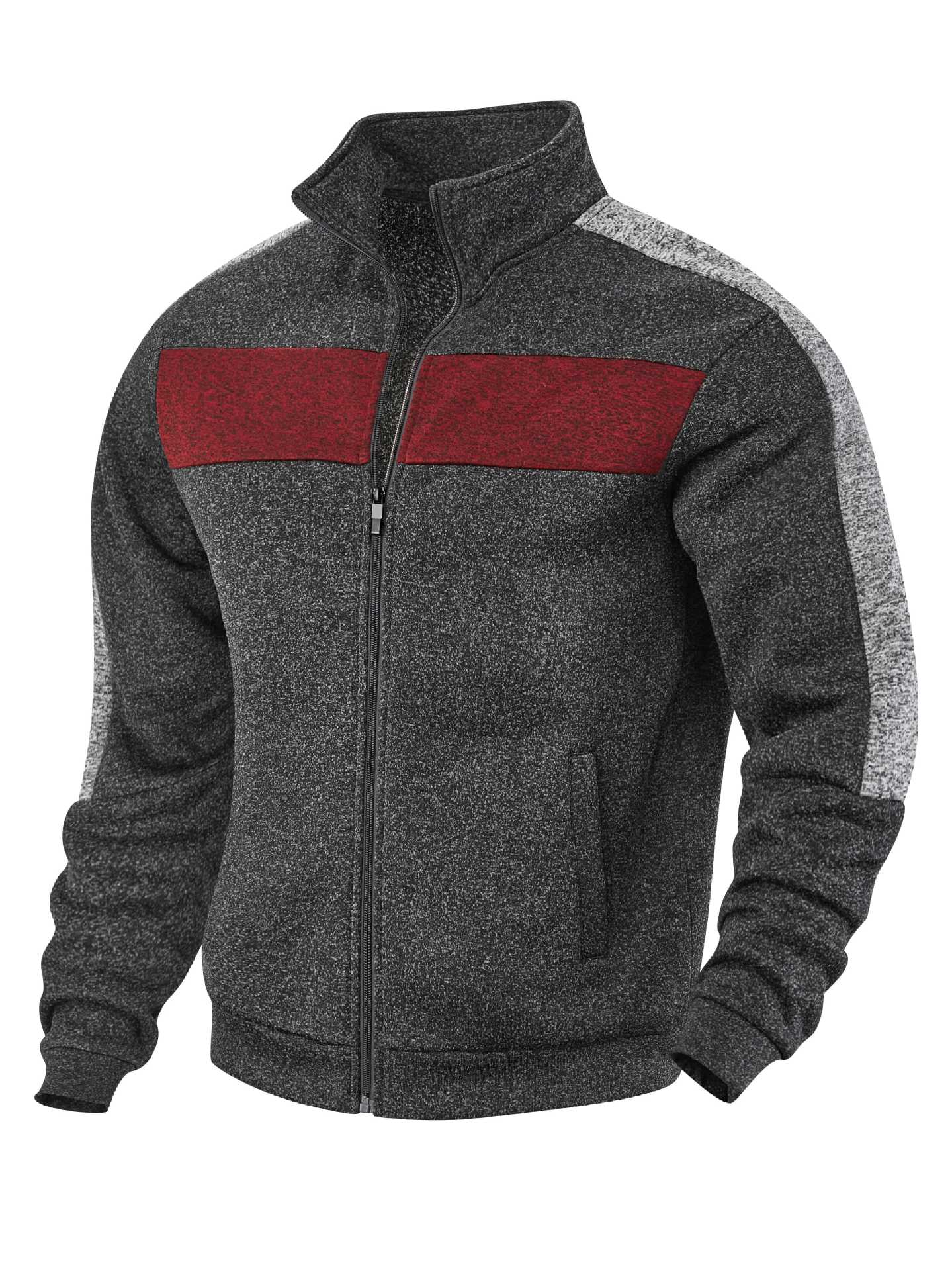 Men's sporty fleece jacket with high collar and reflective accents Skorter