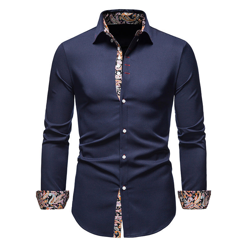 Men's long-sleeve shirt with modern paisley pattern and exclusive details Skorter