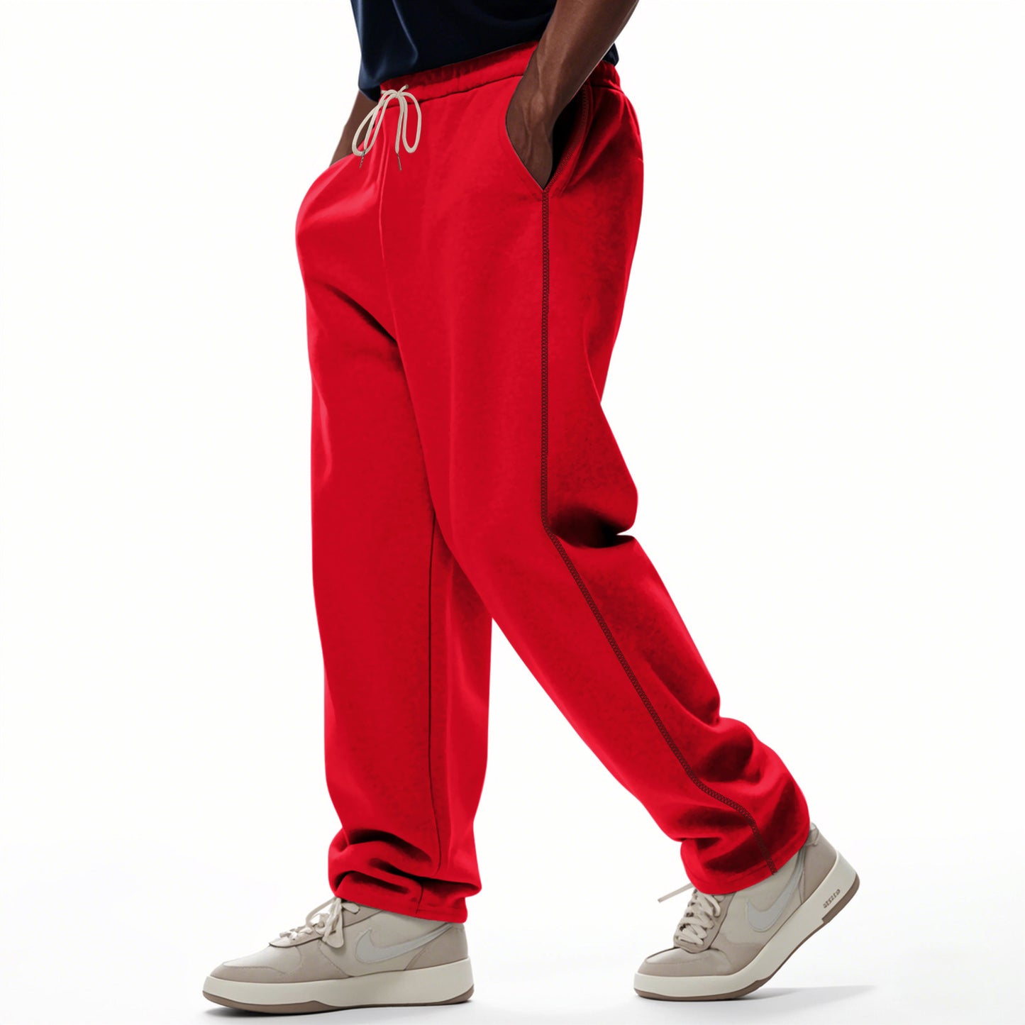 Men's sporty leisure pants with side contrast seams and drawstring Skorter