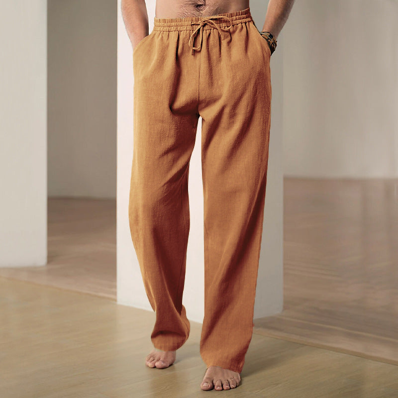 Mens Comfortable Summer Leisure Pants with Elastic Waistband Skorter