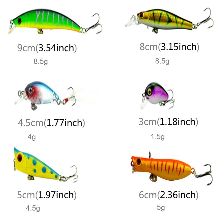Skorter | HENGJIA HENG JIA-SETL30 30 PCS Minnow Fishing Lure Set 6 Models Fishing Tackle Plastic Hard Bait