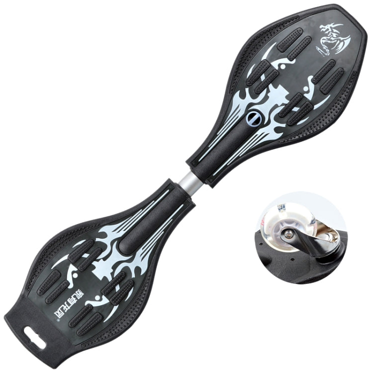 Skorter | Fashion Vulcan Pattern Two-wheeled Skateboard Luminous Flash Wheel Vitality Board(Black)
