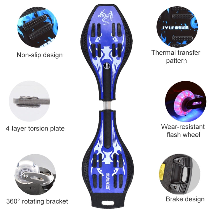 Skorter | Fashion Vulcan Pattern Two-wheeled Skateboard Luminous Flash Wheel Vitality Board(Blue)