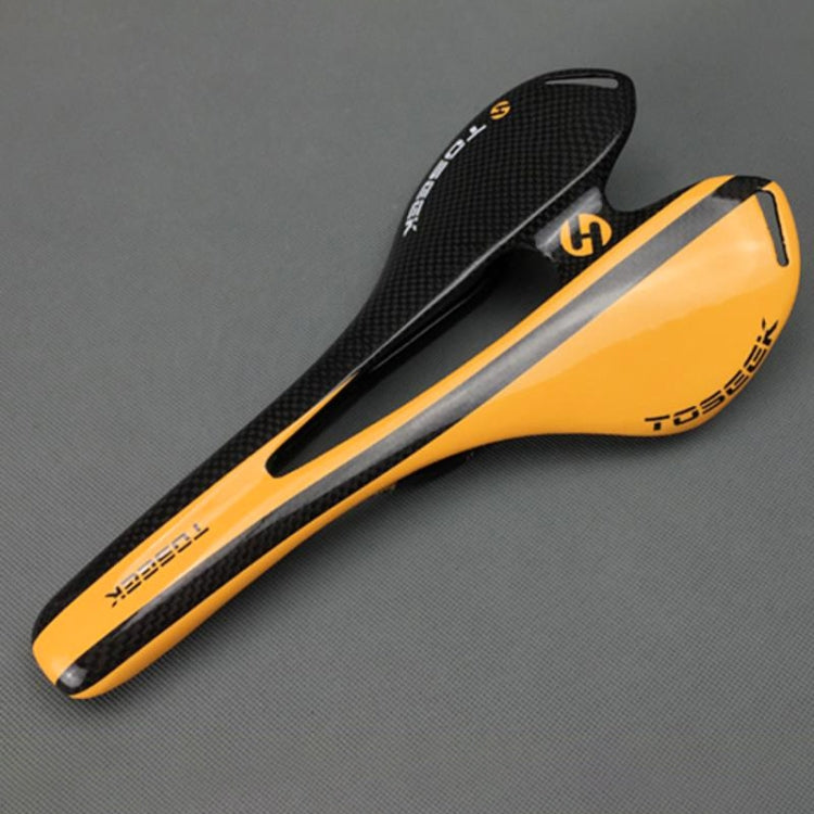 Skorter | TOSEEK Road Bike Carbon Fiber Seat Bicycle Hollow Seat Saddle, 3K Texture + Light (Orange)