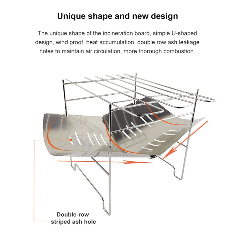 Skorter | Outdoor Camp Portable Folding Stainless Steel Barbecue Charcoal Grill + Base Plate (Silver)