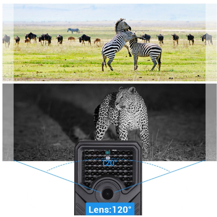 Skorter | PR-200B 120 Degrees Wide Angle Lens IP56 Waterproof 12MP 1080P HD Infrared Hunting Trail Camera, Support TF Card, PIR Distance: 10-15m (Black)