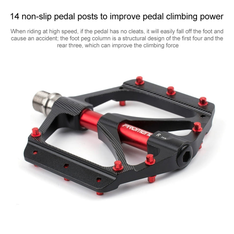 Skorter | PROMEND PD-M82-TI 1 Pair Mountain Bicycle Titanium Alloy Shaft 3-Bearings Wide Pedals (Red)