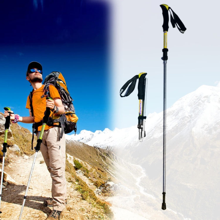Skorter | 125cm Adjustable Portable Outdoor Aluminum Alloy Trekking Poles Stick(Yellow)