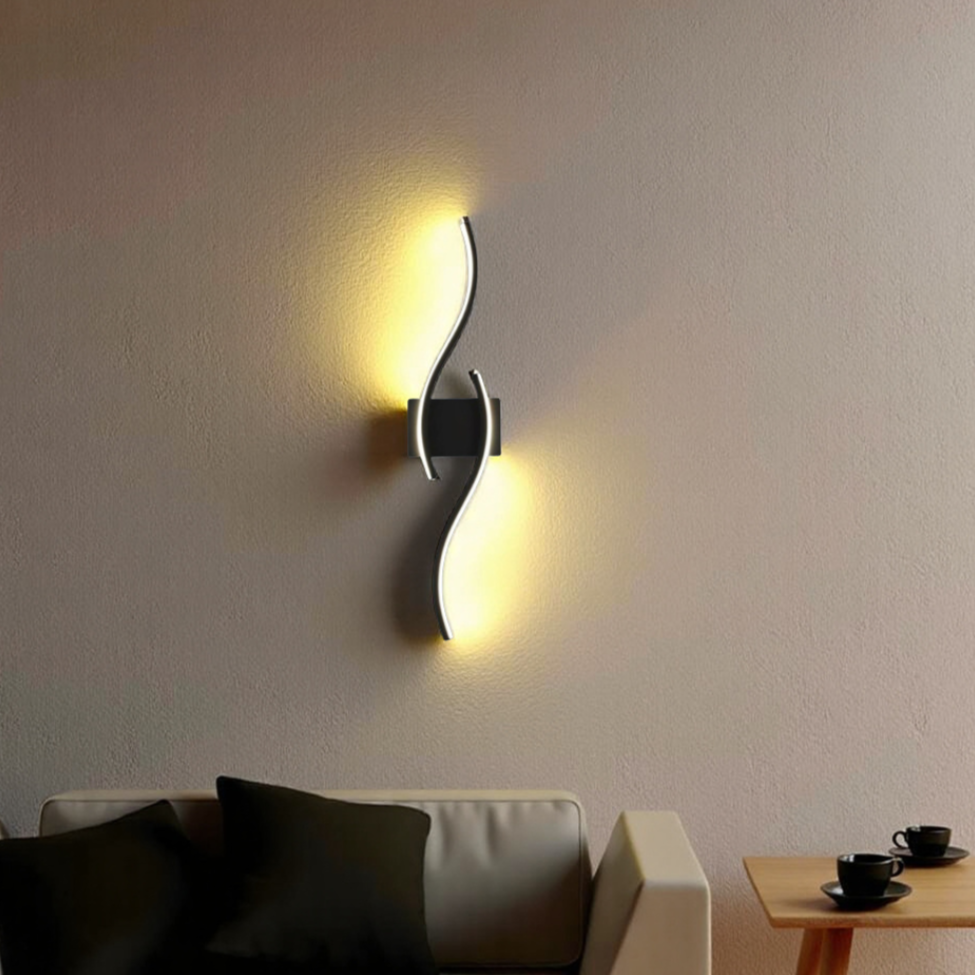 Skorter | Minimalist Black LED Wall Lamp – Modern Remote-Controlled Ambient Light