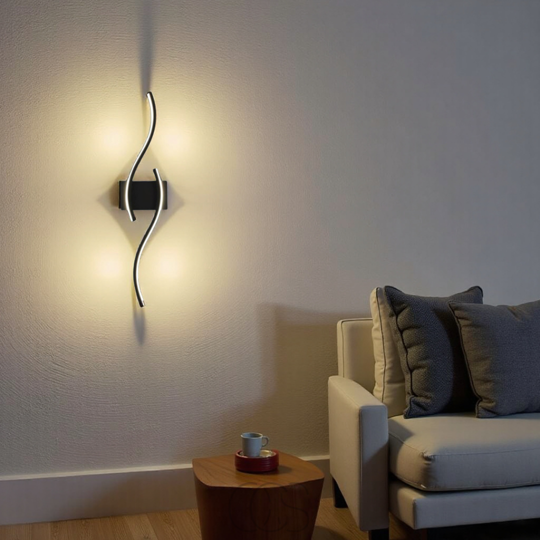 Skorter | Minimalist Black LED Wall Lamp – Modern Remote-Controlled Ambient Light