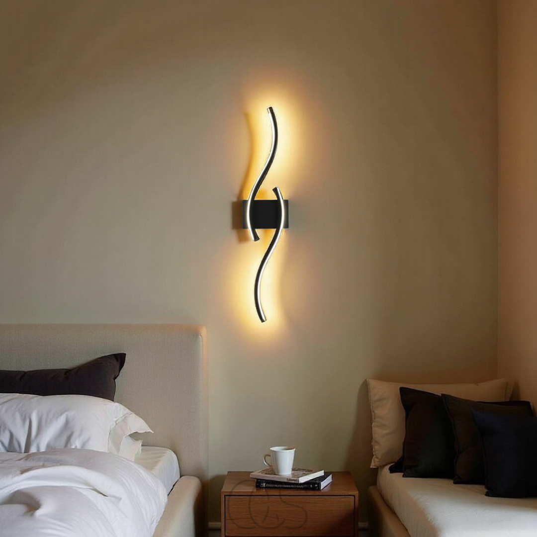 Skorter | Minimalist Black LED Wall Lamp – Modern Remote-Controlled Ambient Light