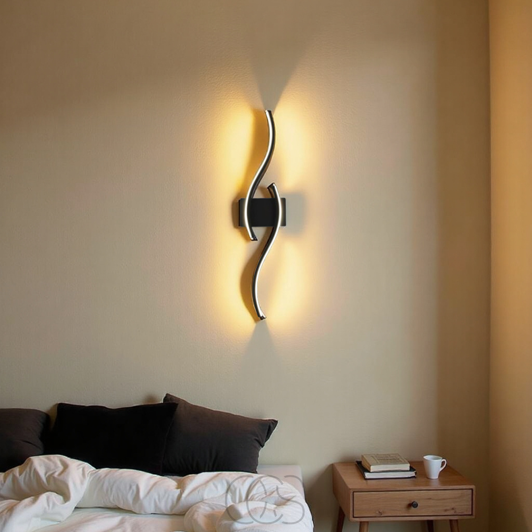 Skorter | Minimalist Black LED Wall Lamp – Modern Remote-Controlled Ambient Light