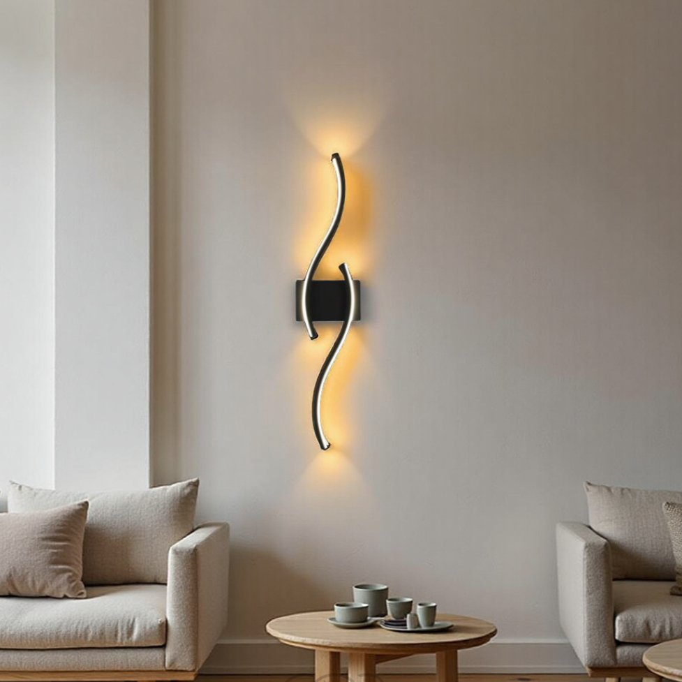 Skorter | Minimalist Black LED Wall Lamp – Modern Remote-Controlled Ambient Light